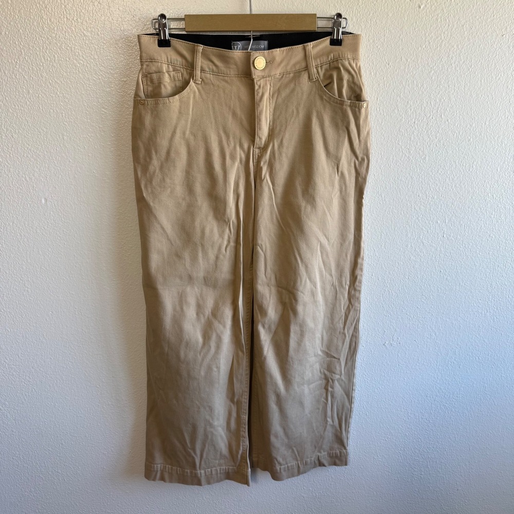 Wit & Wisdom Size 8 Beige Wide Leg Pants Neutral Minimalist Relaxed Baggy